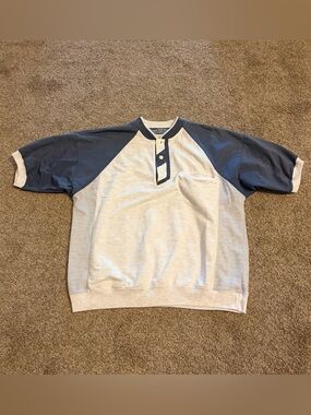 Vintage Static International Men’s Short-Sleeve 90’s Polo in Blue and Cream